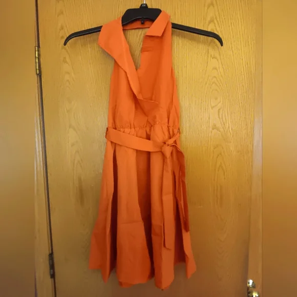 open lace back dress City Studio Womens Fit + Flare Mini Dress Orange Smocked Cut Out Short  Sleeve V Neck Printed Tie Back Lace Trim Tiered Skirt Juniors XXL at Amazon  Women's Clothing store main image 0
